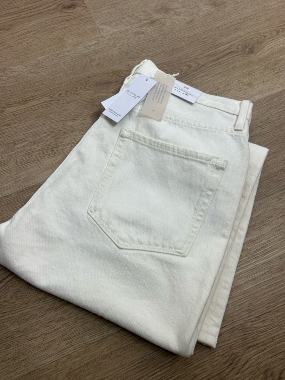 NWT Outerknown 100% Organic Cotton Sea Jeans Dune High Rise Straight Jean Cream